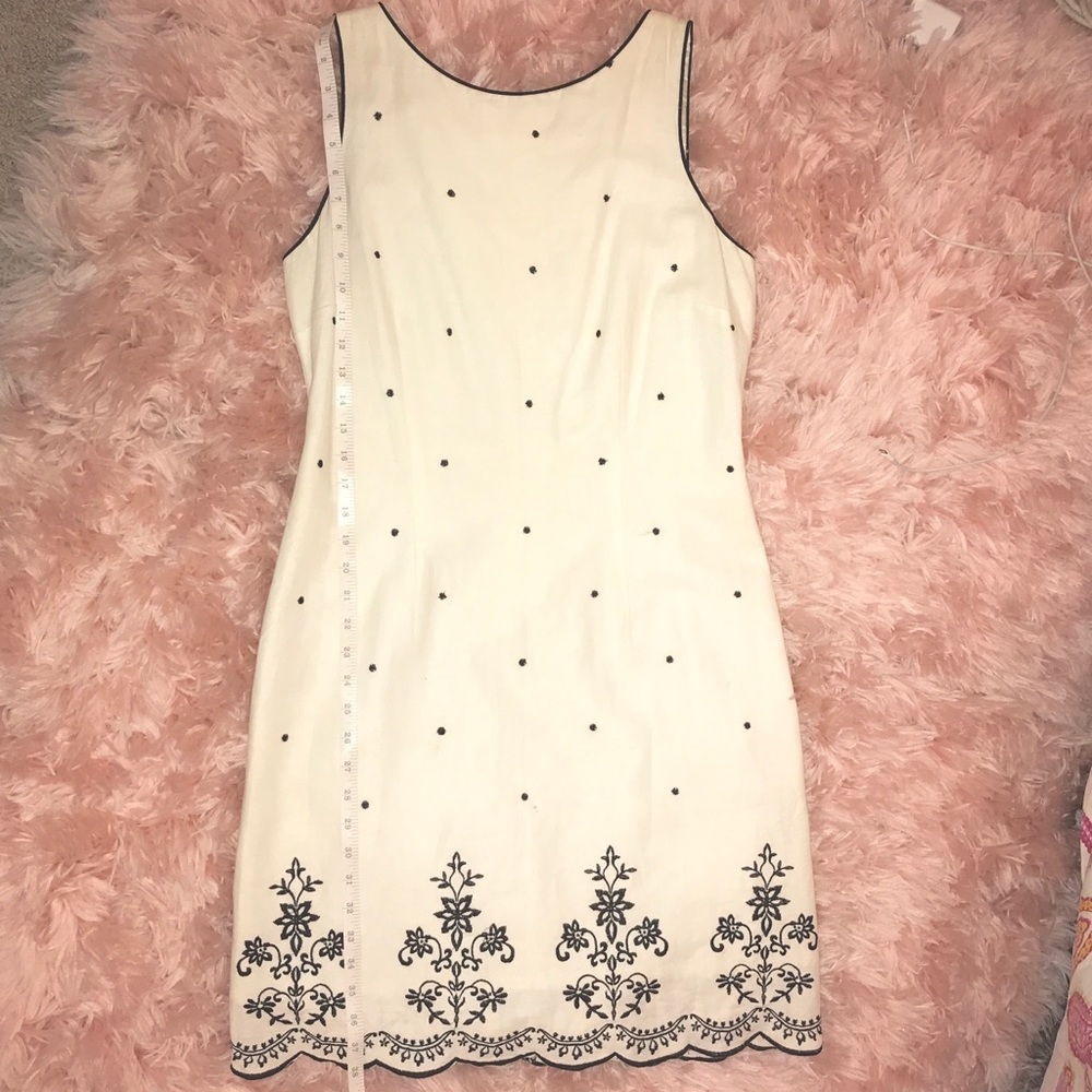 White Sheath Dress with Black Detail